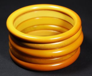 Lot Of Five Butterscotch Bakelite Bangle Bracelets