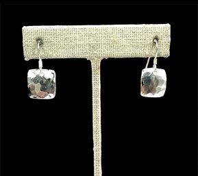 Sterling Silver Shiny Hammered Dangle Earrings