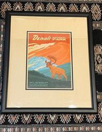 Denali National Park Retro Framed Travel Poster - Black Frame