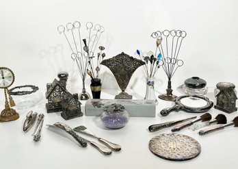The Vintage Vanity Top - Sterling Handled Accessories And Much More