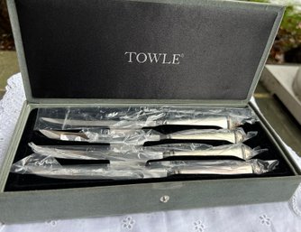 New In Box Set Of 4 TOWLE Serrated Edge Kitchen -Steak Knives  Sealed In Plastic Unopened