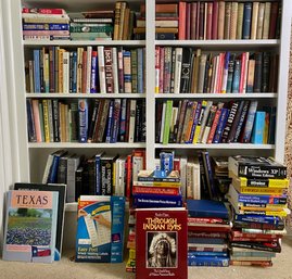 Four Shelves Of Vintage And Newer Books