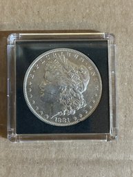 Beautiful 1881-S Morgan Silver Dollar In Plastic Case