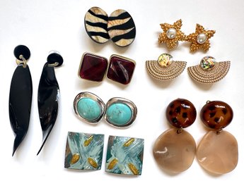 8 Vintage Clip-On Earrings, Mostly Clip-Ons