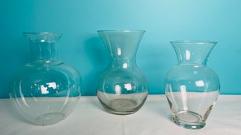 Trio Of Glass Vases Lot 1