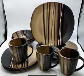 Home Trends ~ Bazaar ~ Brown Dinnerware Service For 3