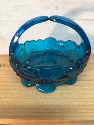 Vintage Westmoreland Glass Blue Dogwood Blossom Split Handled Candy Dish.  Lot 20