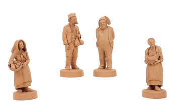 Terracotta Handcrafted Provincial Pleasant Figurines Set Of 4
