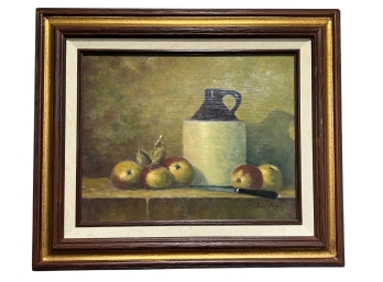 GORGEOUS Still Life Fine Art Painting - Stoneware Jug And Apples