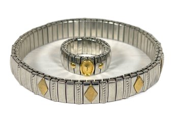 14K Gold On Stainless Steel Milor Ring And Bracelet (18K Gold On Ring)1