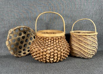 A Grouping Of Very Beautiful Woven Baskets