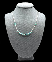 Vintage Liquid Sterling Silver Southwestern Turquoise Color Beaded Necklace