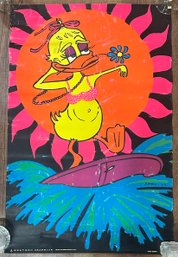 Vibrant 1969 Daisy Duck Duck Surfer Poster