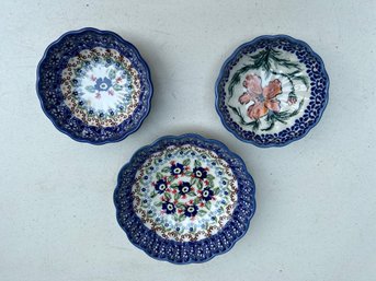 Small Handmade Polish Pottery Dishes UNIKAT Signed