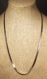 Fine Flat Woven Sterling Silver Chain Necklace 18' Long