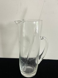 Mid-Century Etched Glass Cocktail Pitcher Set