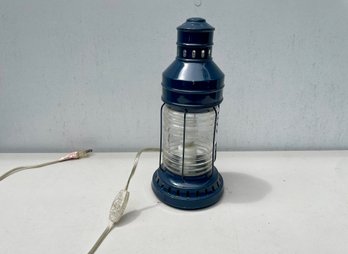 Nautical Style Royal Blue Lantern Table Lamp