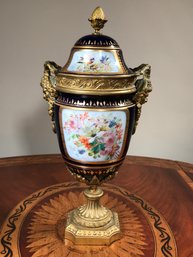 Spectacular French Sevres / Sevres Style Lidded Urn With Gilt Bronze Ormolu Mounts - Receipt From 1964