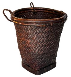 An Antique Japanese Woven Basket, Handles For Yoke