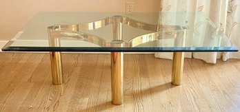 MCM Brass And Glass Coffee Table 50' X 35' X 15.5'