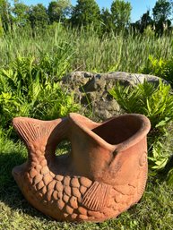 Terracotta Fish Form Planter Lawn Garden Decor 19x11x14