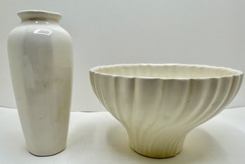 Vintage Zenith Vase, Marked '1624' & GMB Pottery Bowl