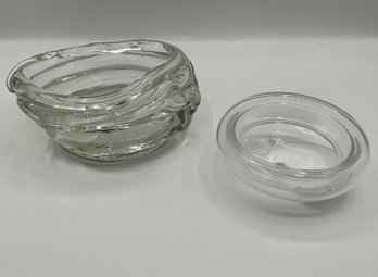 Lot Of 2 Art Glass Decorative Bowls