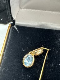 Beautiful 14K Gold Blue Topaz Pendant