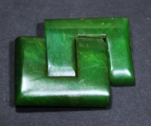 Geometric Bakelite Plastic Two Part Buckle Art Deco