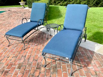 Pair Of Woodard Garden Loungers & Table (#2 Of 3 Sets)