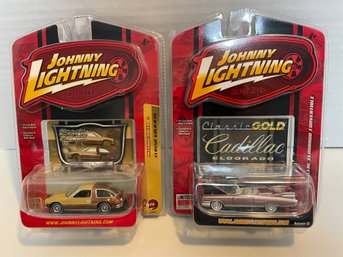 Johnny Lightning, Pair Of  Classic Gold CADILACS Die Cast Models. (#148)