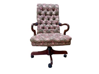 Custom Upholstered Tilt Back Swivel Office Chair - Very Comfortable!