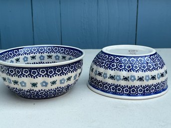 Two Polish Pottery Bowls Signed