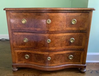 Antique European Serpentine Front Walnut Chest Of Drawers