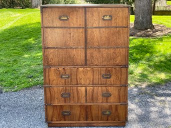 A Vintage Mid Century Modern Gentleman's Chest In Campaign Style