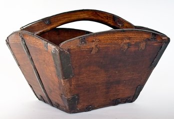 An Antique Chinese Elm Wood Rice Bucket