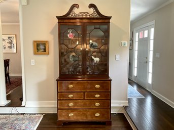 Baker Furniture Mahogany Chippendale Secretary Desk With Bookcase Hutch (1980s)