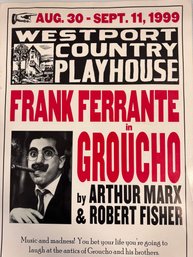 Original 1999 Frank Ferrante In ' Groucho' Poster  Westport Country Playhouse Adv. For American Airlines