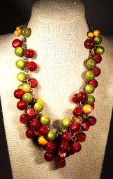 Vintage Multi Bead Colored Bakelite Era Plastic Necklace