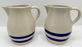 2 Vintage Robinson  Ransbottom USA 1 Quart  Pottery Pitchers