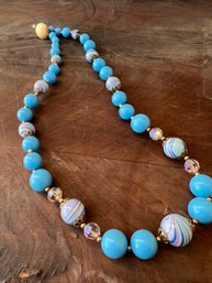 Vintage Robins Egg Blue Speckled Necklace