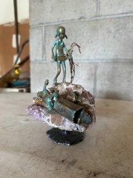 Metal And Stone Eccletic Sculpture
