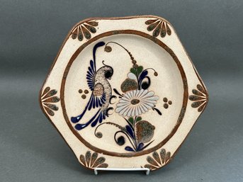 Vintage Mexican Folk Art: Shallow Pottery Bowl