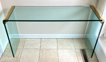 MCM Waterfall Glass And Brass Console Table 50.5' X 18' X 27'