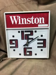 Vintage Plastic Winston Cigarette Battery Clock Runs