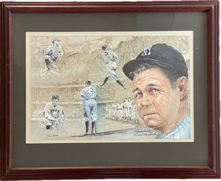 Babe Ruth Limited Edition Lithographic Print With COA