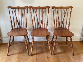 Set Of 3 Vintage Windsor Fiddleback Side Dining Chairs