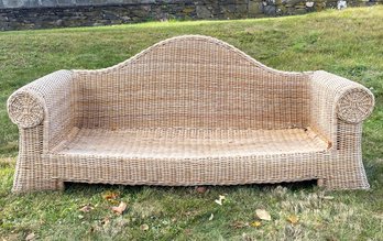 A Vintage Rolled Arm Teak Sofa