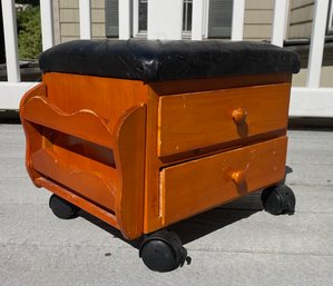 Vintage Shoe Shine Stool With Storage