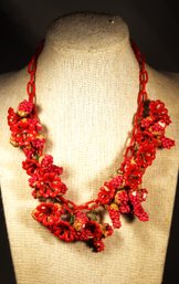 Vintage Red Plastic Necklace Having Berries (as/is)